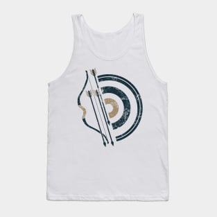 Archer's Delight: Retro Grunge Bow, Arrows and Target Tank Top